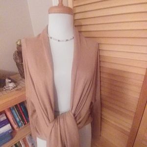 Silk cashmere blend wrap style cardigan sweater